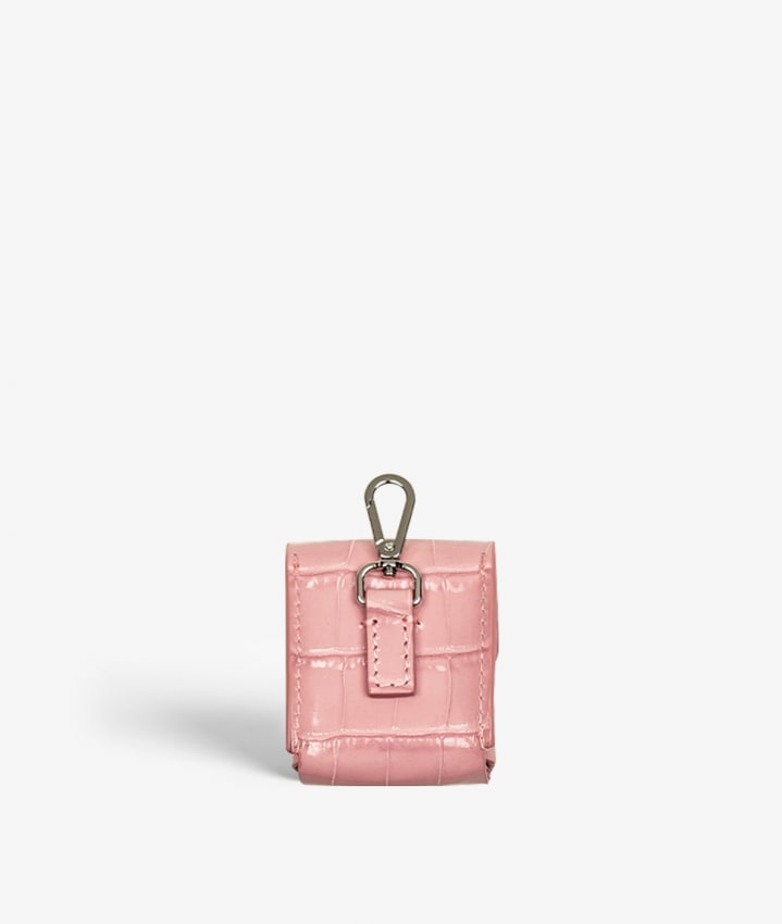 Attachable AirPods Leather Case Croco Pastell Rosa