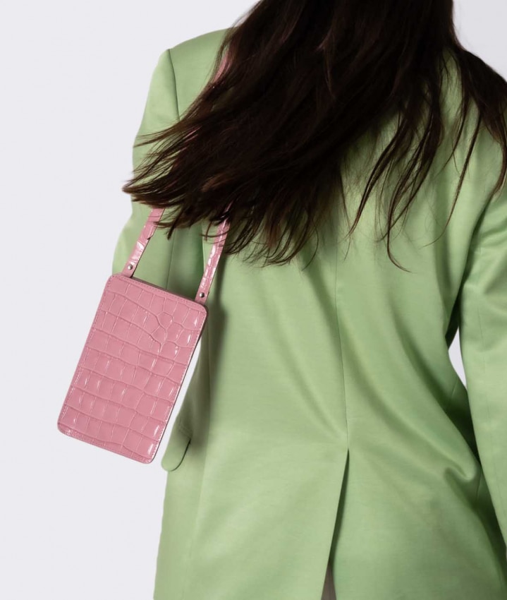 Smart Crossbody Veske Croco Rosa