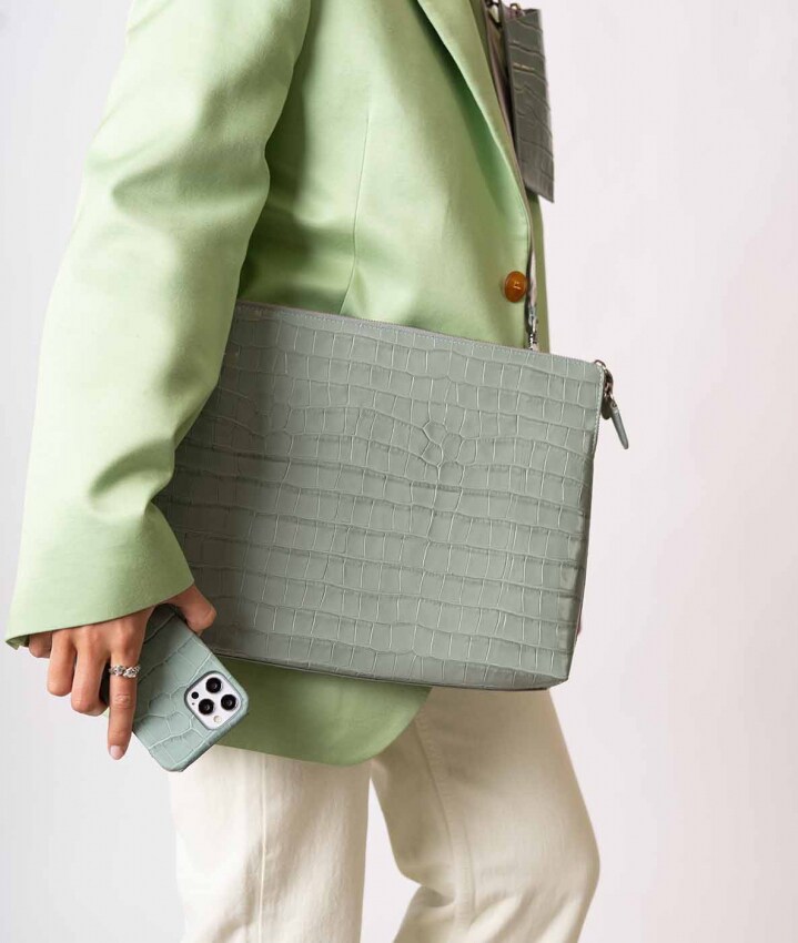 Dataveske 15" Croco Pastell Teal