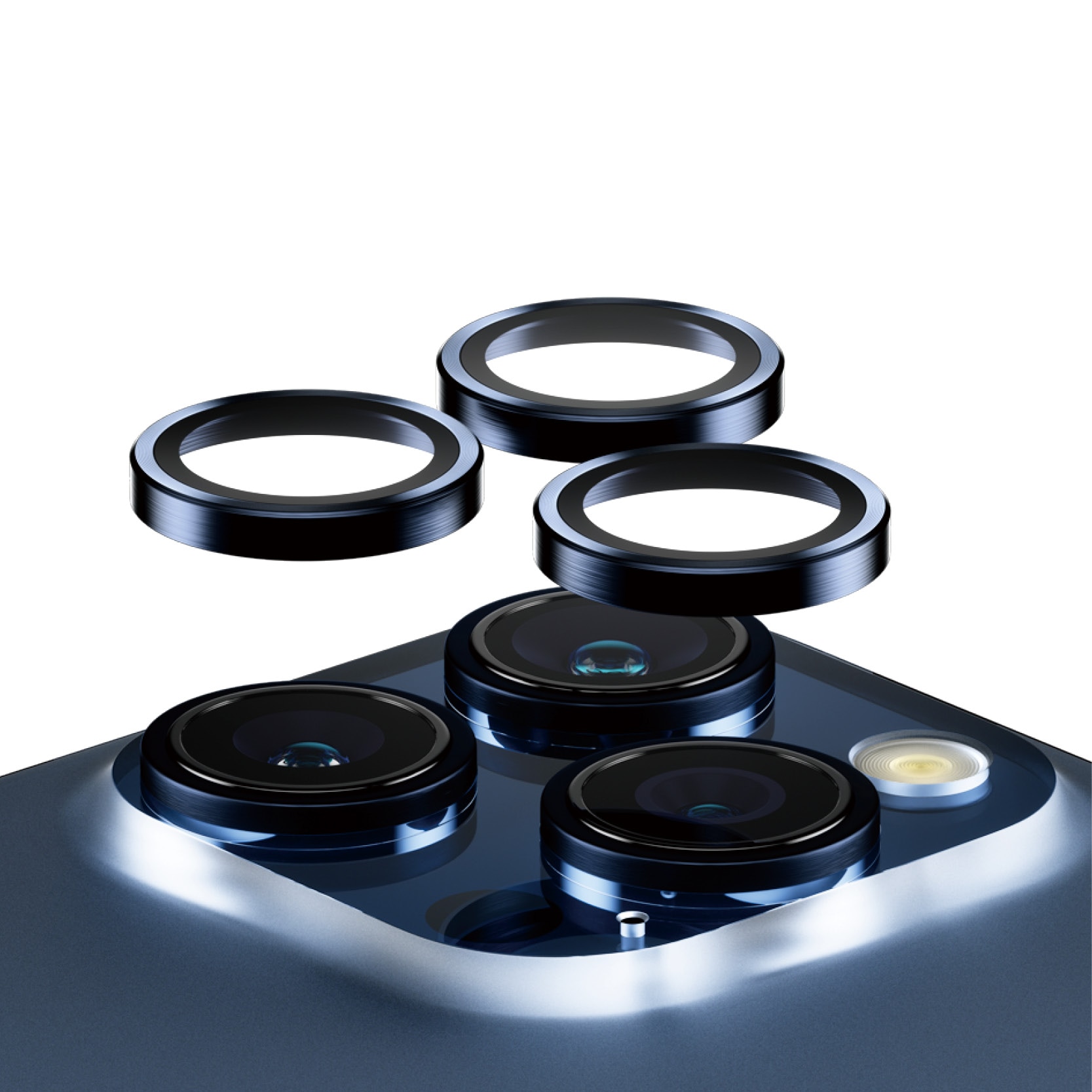 iPhone 15 Pro Hoops Camera Lens Protector Blue Metal