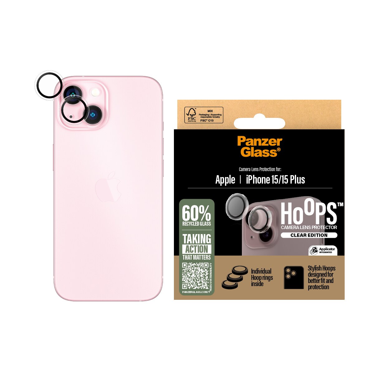 iPhone 15 Hoops Camera Lens Protector Gjennomsiktig