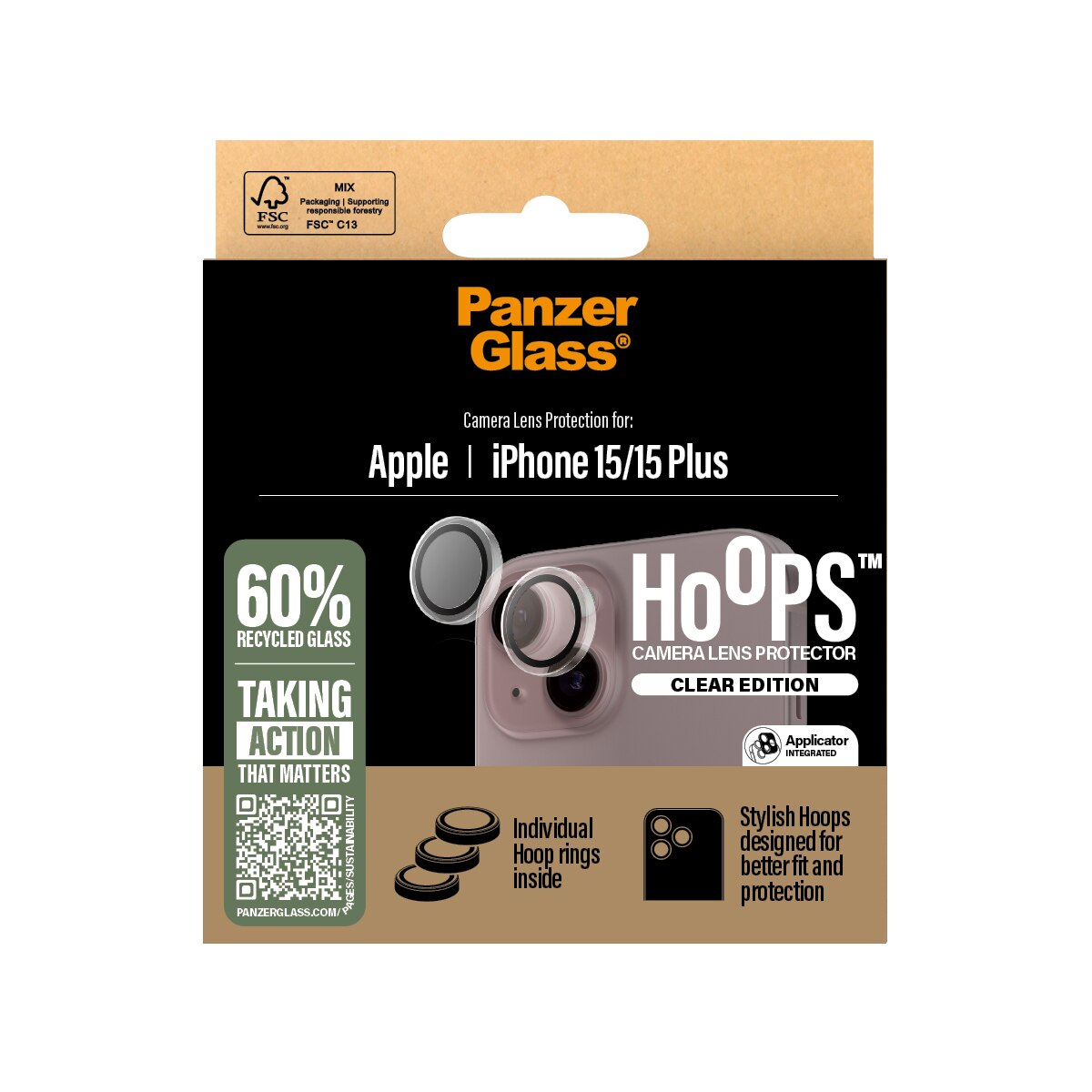 iPhone 15 Hoops Camera Lens Protector Gjennomsiktig