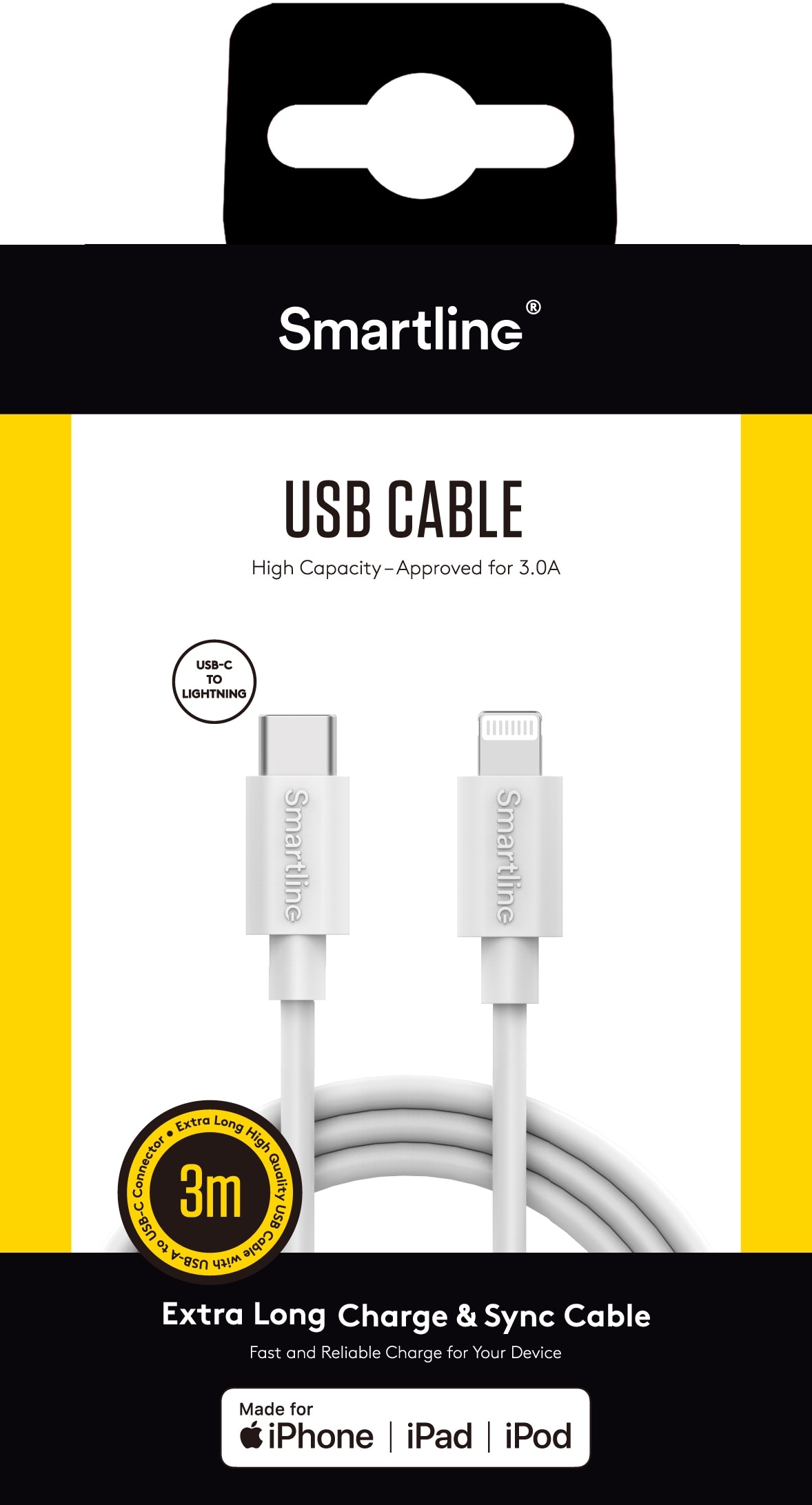 USB Cable USB-C to Lightning 3m White