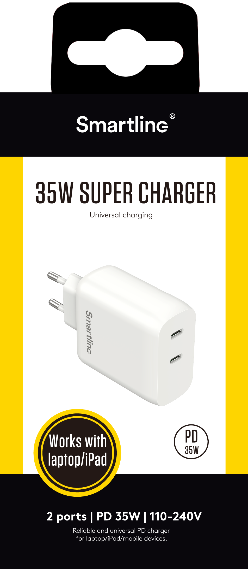 Dual PD Wall Charger 35W USB-C hvit