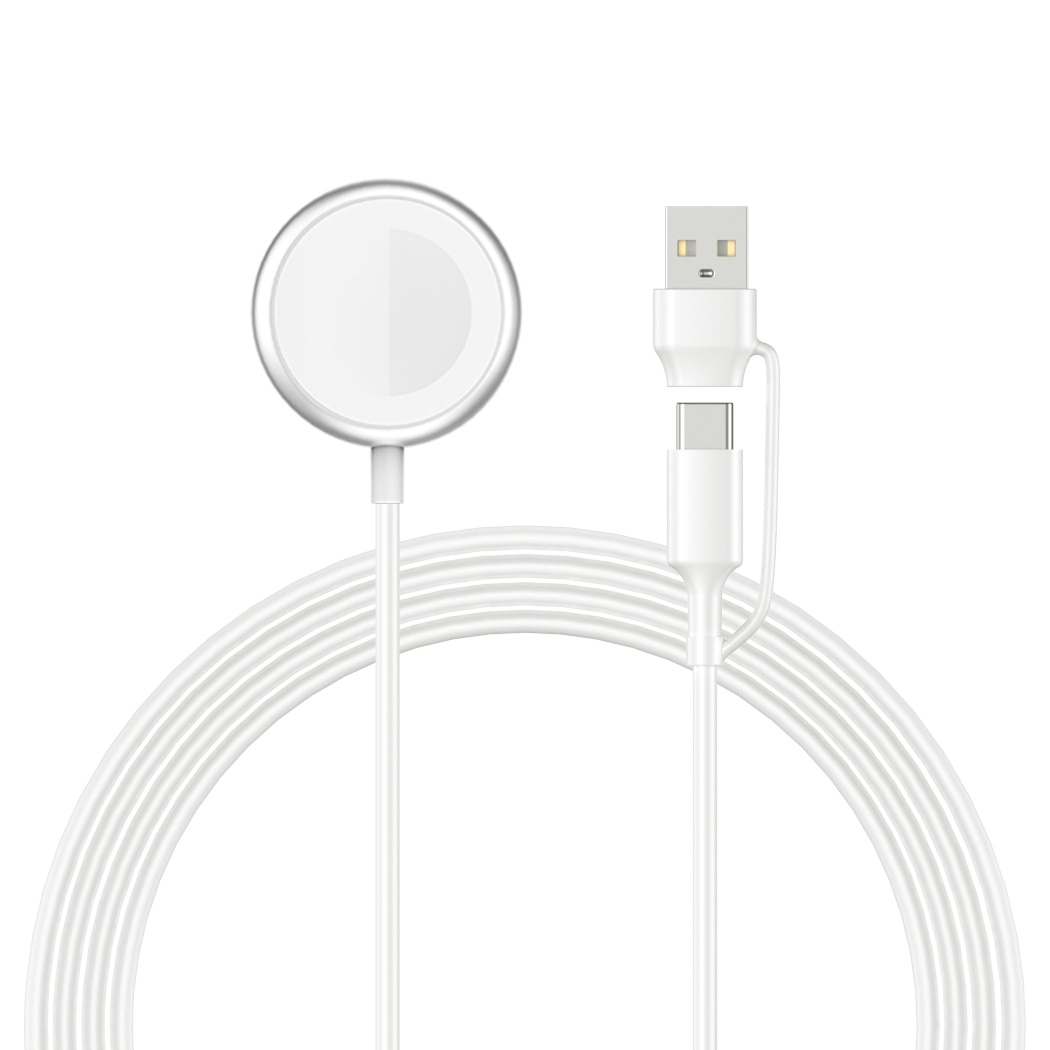 Apple Watch magnetisk ladekabel USB-C/USB-A 1m 2.5W hvit