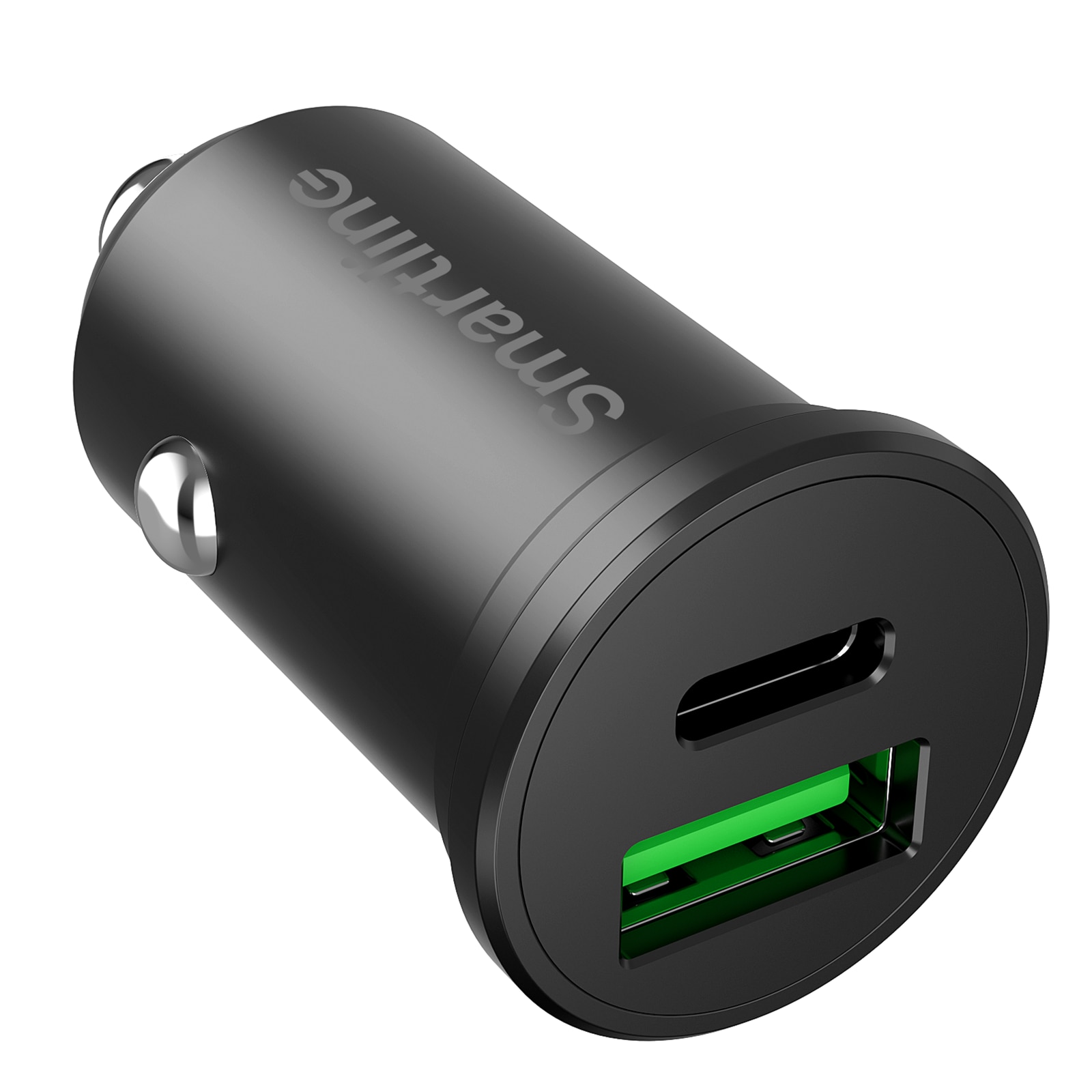 PD Dual Car Charger USB-C + USB-A 45W 12V-24V svart