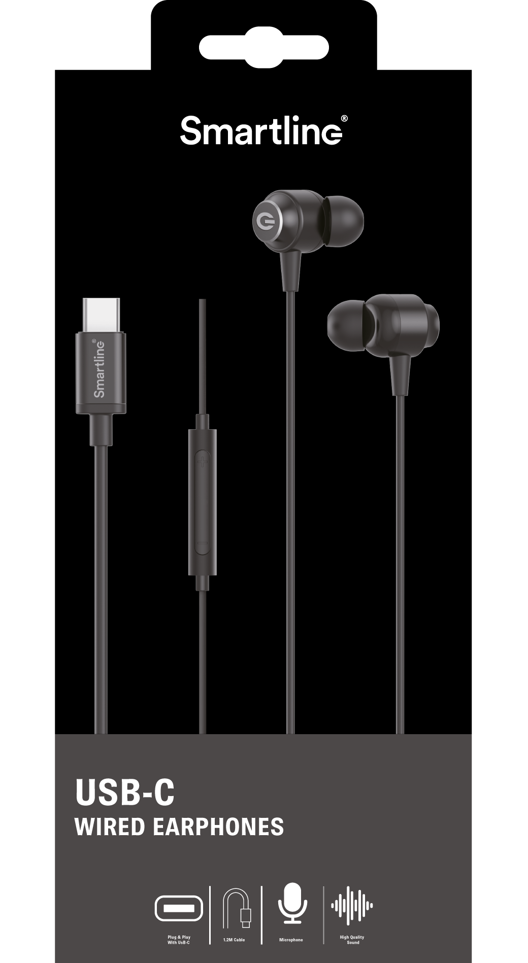 Kablede hodetelefoner USB-C svart