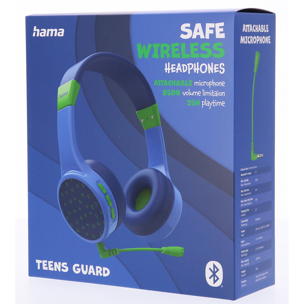 Teens Guard On-Ear Wireless Barnehodetelefon blå
