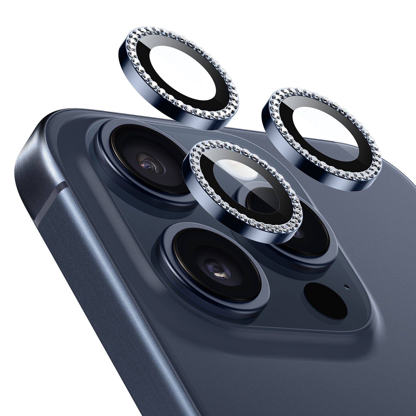 Armorite Camera Lens Protector iPhone 15 Pro Rhinestone Blue
