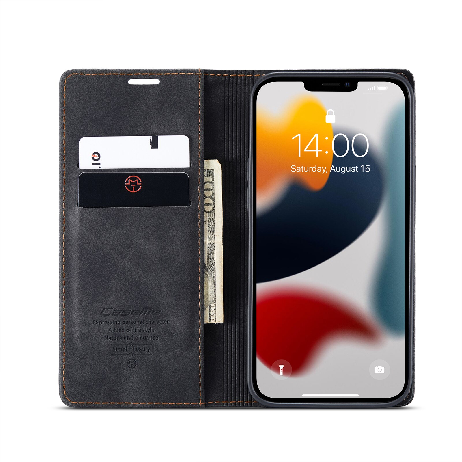 Slim Lommebokveske iPhone 13 Pro Max Svart