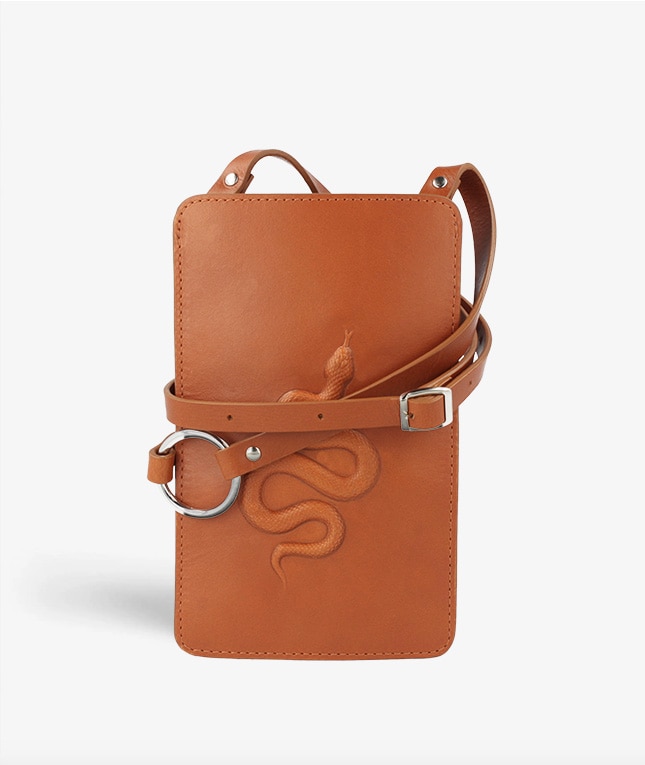 Smart Crossbody Veske Vegetable Tanned Snake Brun