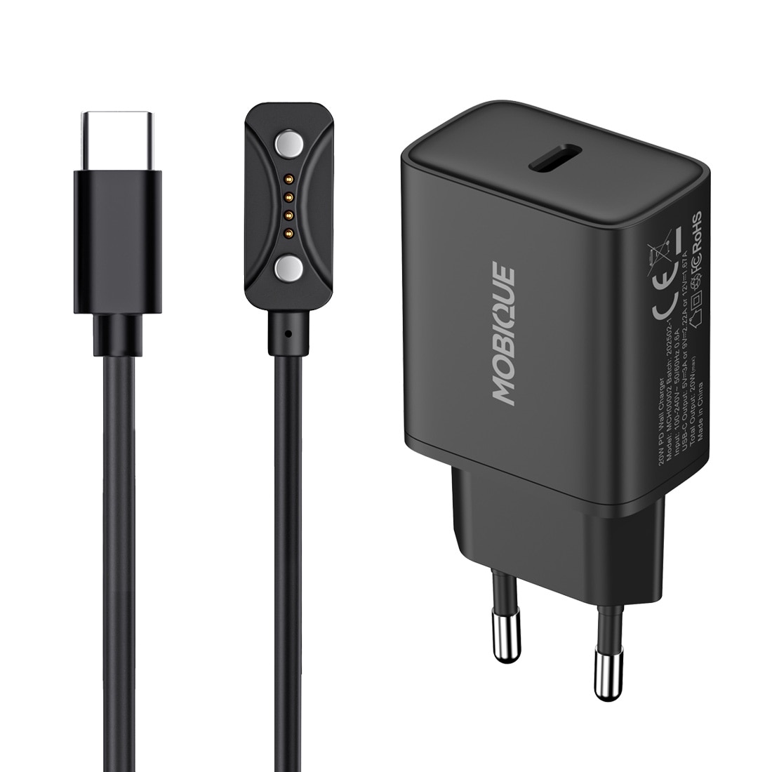Komplett lader Polar Vantage V3 kabel og vegglader 20W Svart