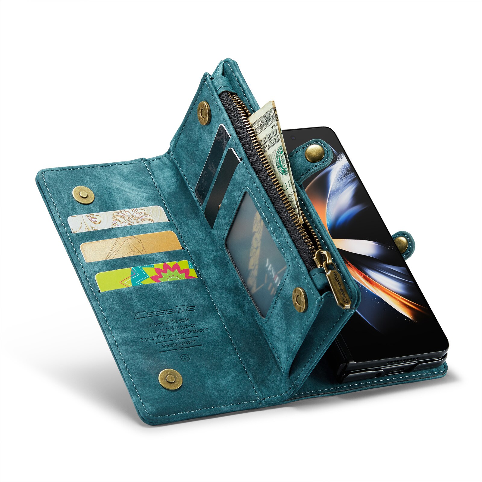 Multi-slot Lommeboksetui Samsung Galaxy Z Fold 4 blå