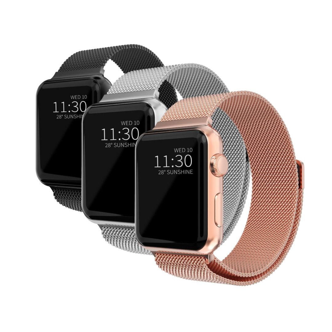 Apple Watch 44mm Sett Reim Milanese Loop svart, sølv, rosegull