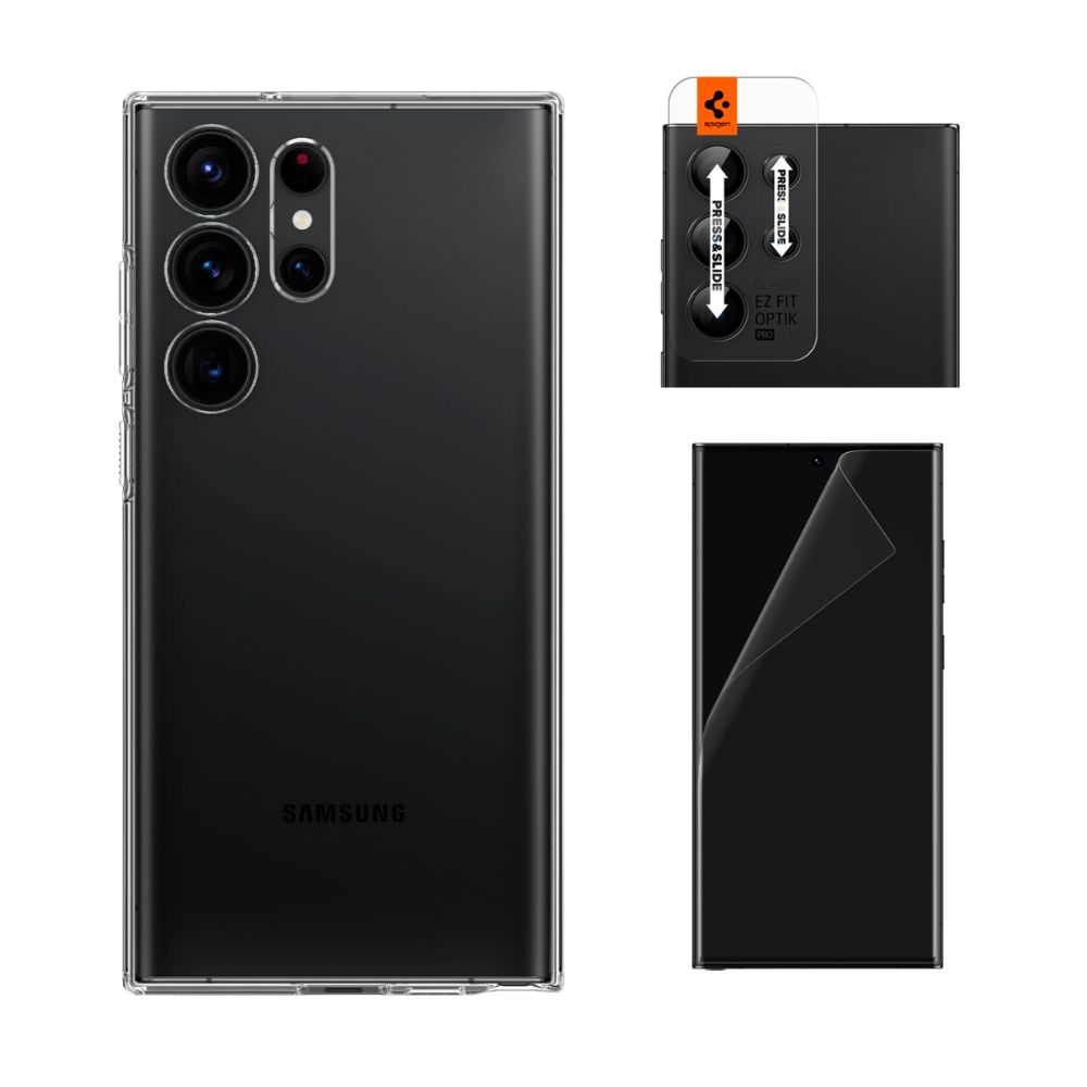 Samsung Galaxy S23 Ultra Sett Deksel Liquid Crystal, Skjermbeskytter og Linsebeskyttelse