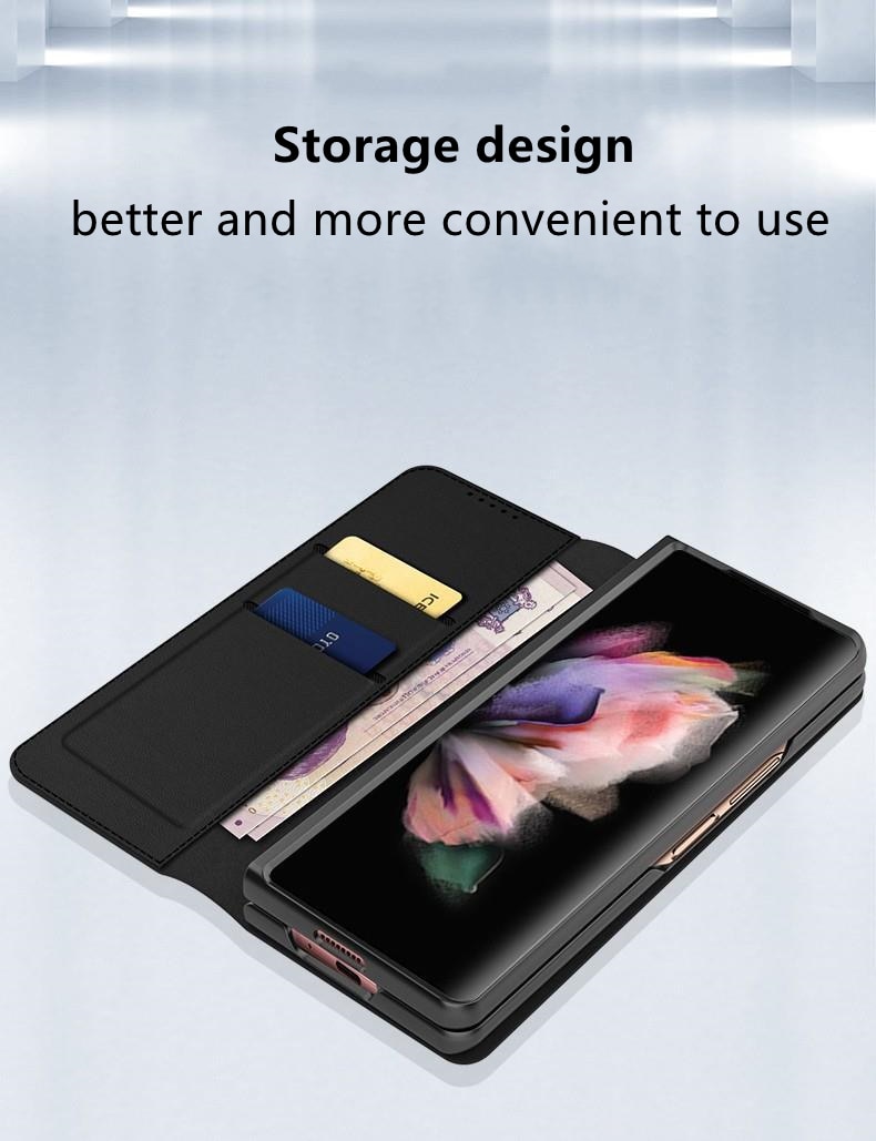 Ekte Lærveske Samsung Galaxy Z Fold 5 Svart