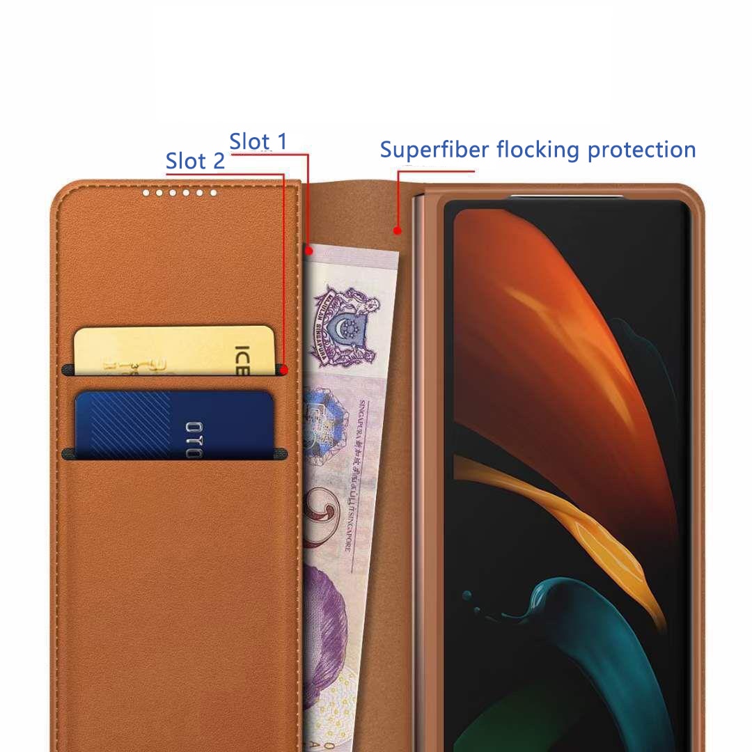 Ekte Lærveske Samsung Galaxy Z Fold 5 cognac