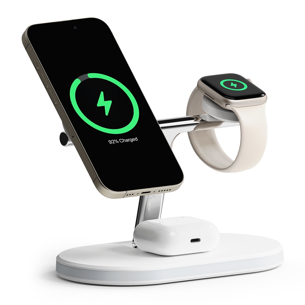 3-in-1 Wireless Charger Stand hvit
