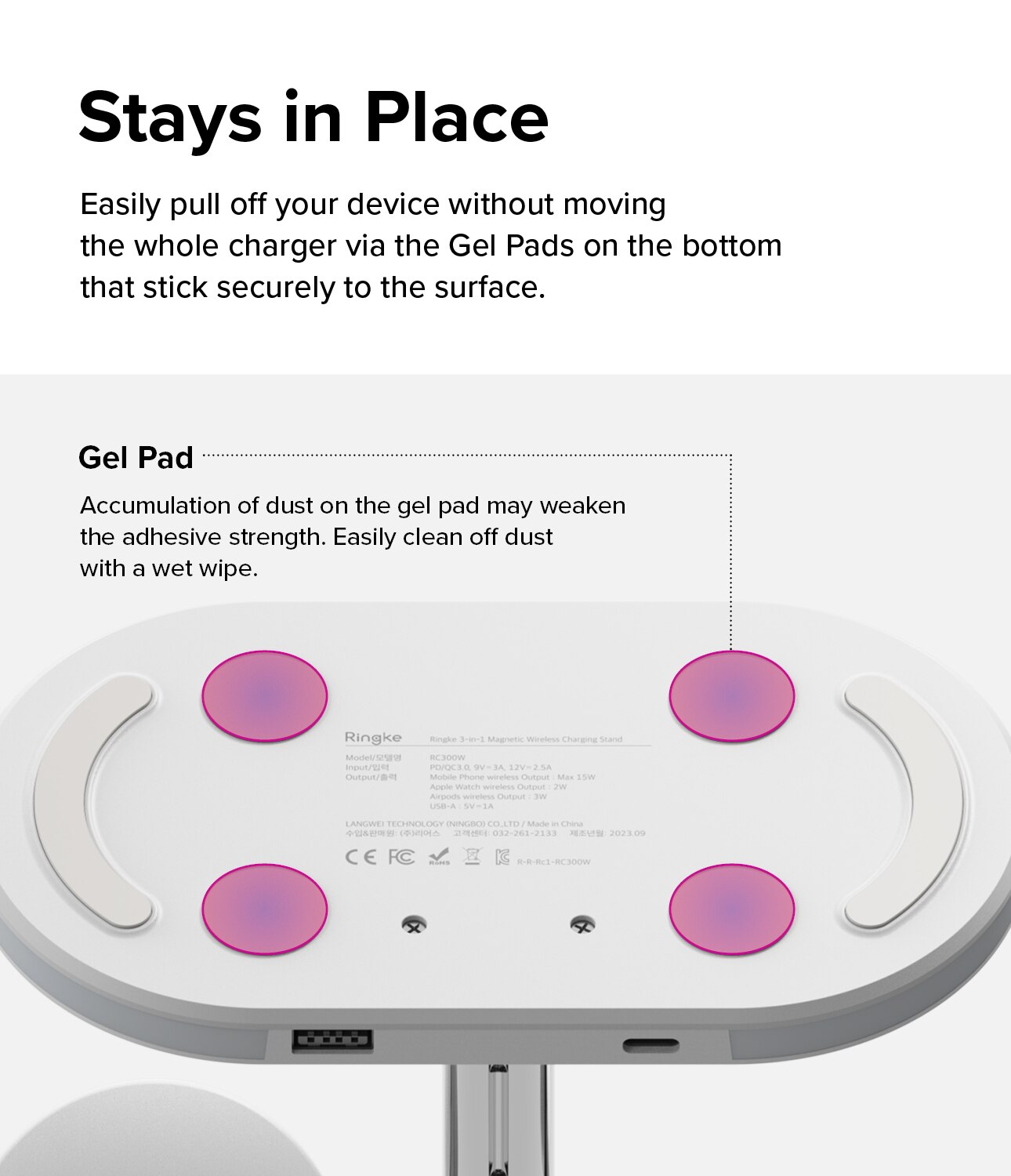 3-in-1 Wireless Charger Stand hvit