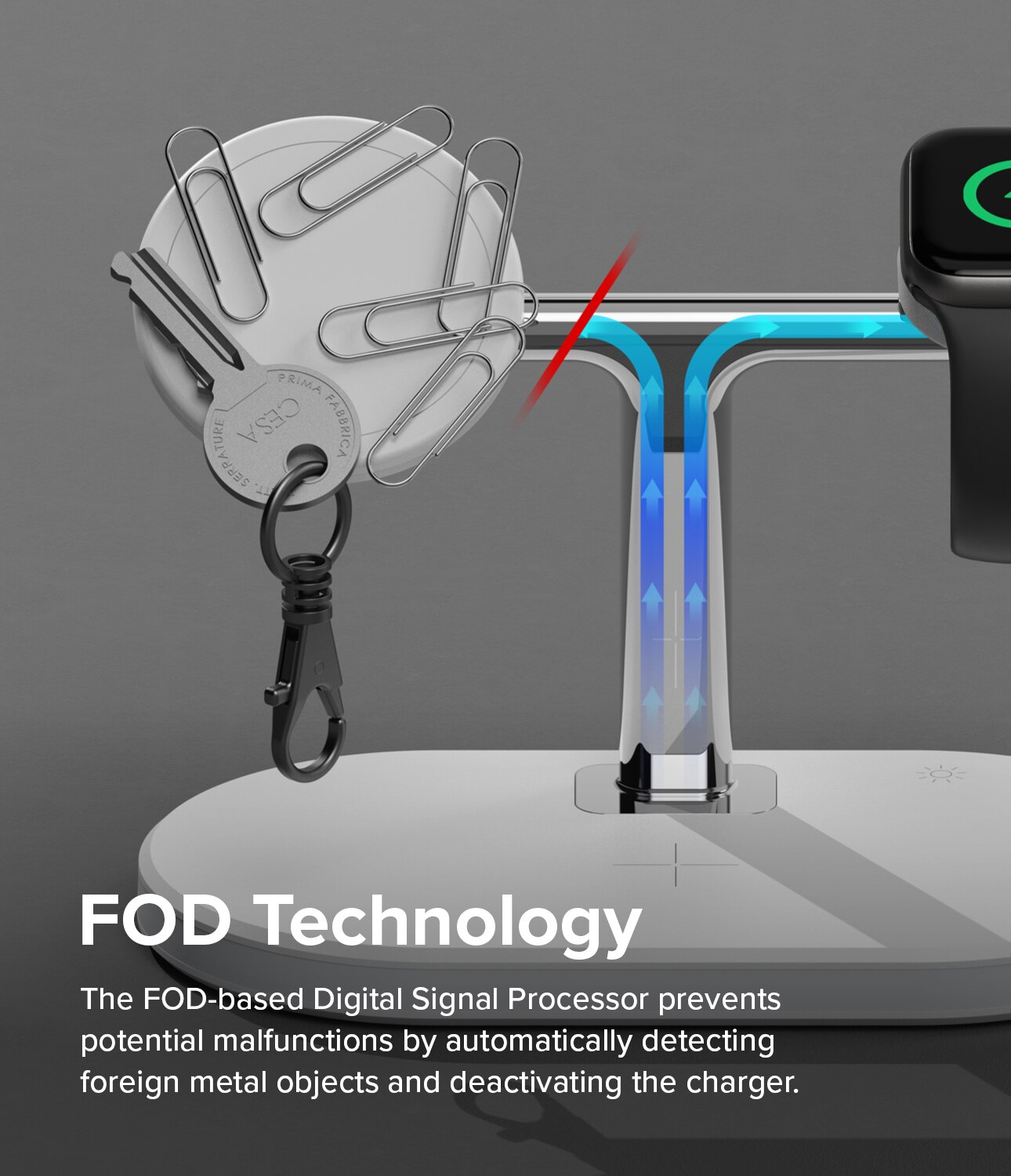 3-in-1 Wireless Charger Stand hvit