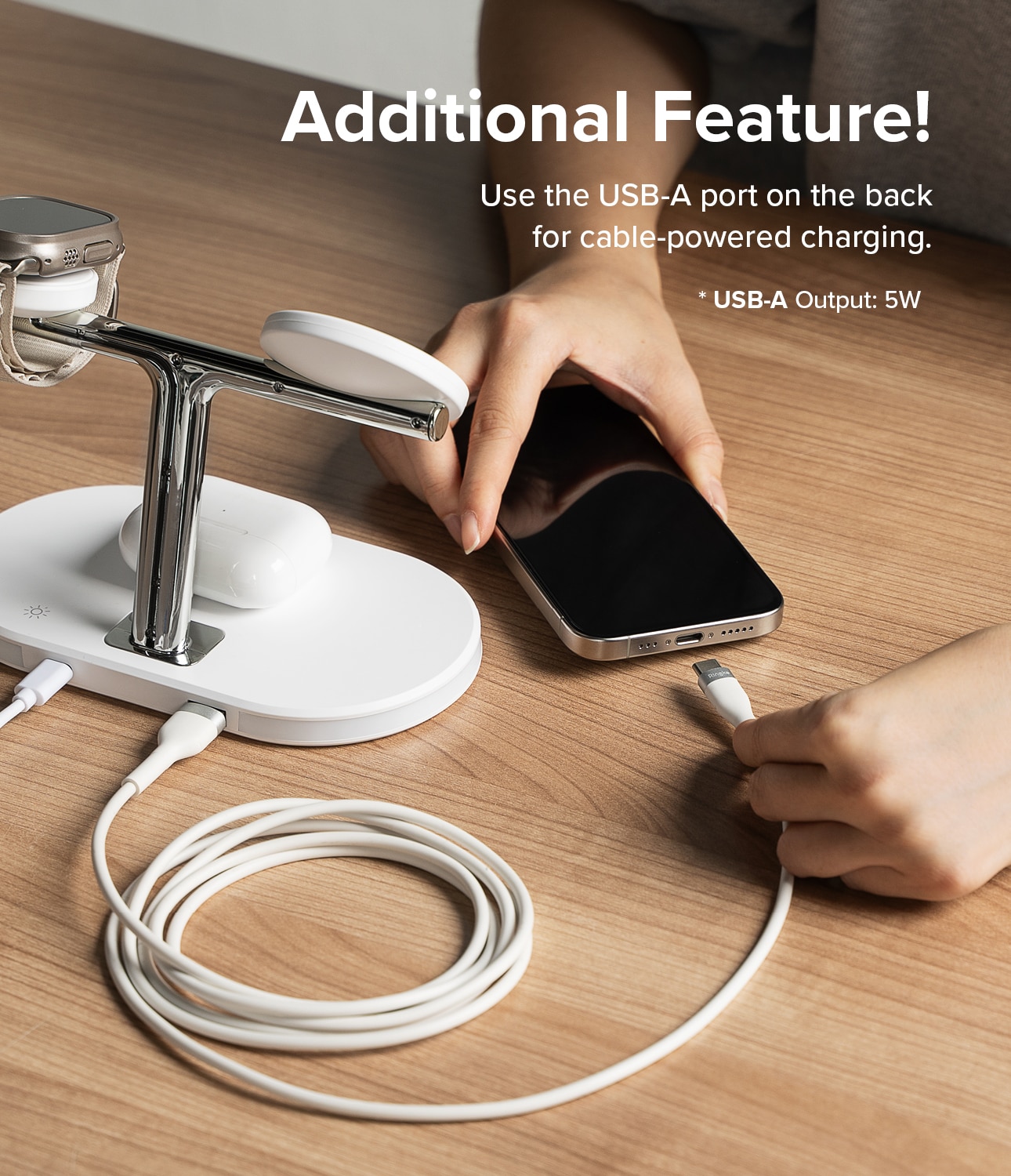 3-in-1 Wireless Charger Stand hvit
