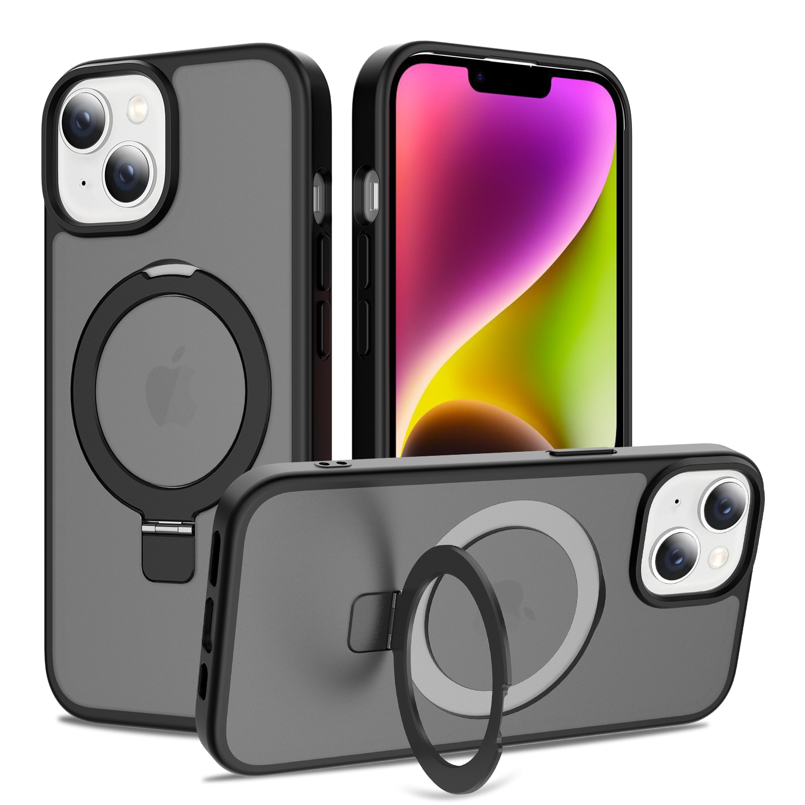 Hybriddeksel Magnetic Ring iPhone 13 Svart