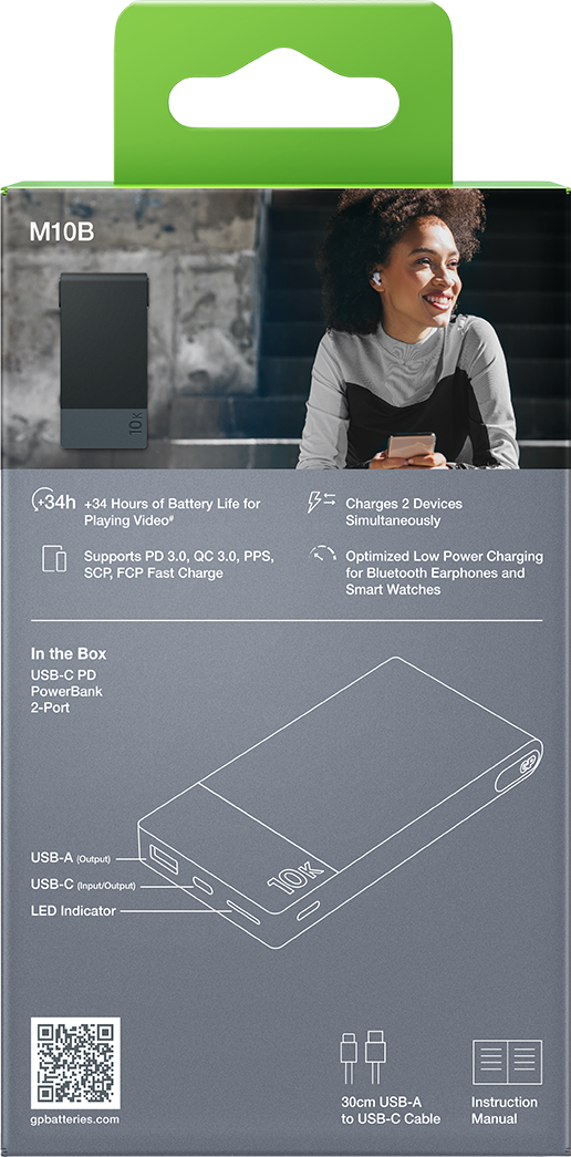 Powerbank M2 10000 mAh PD svart