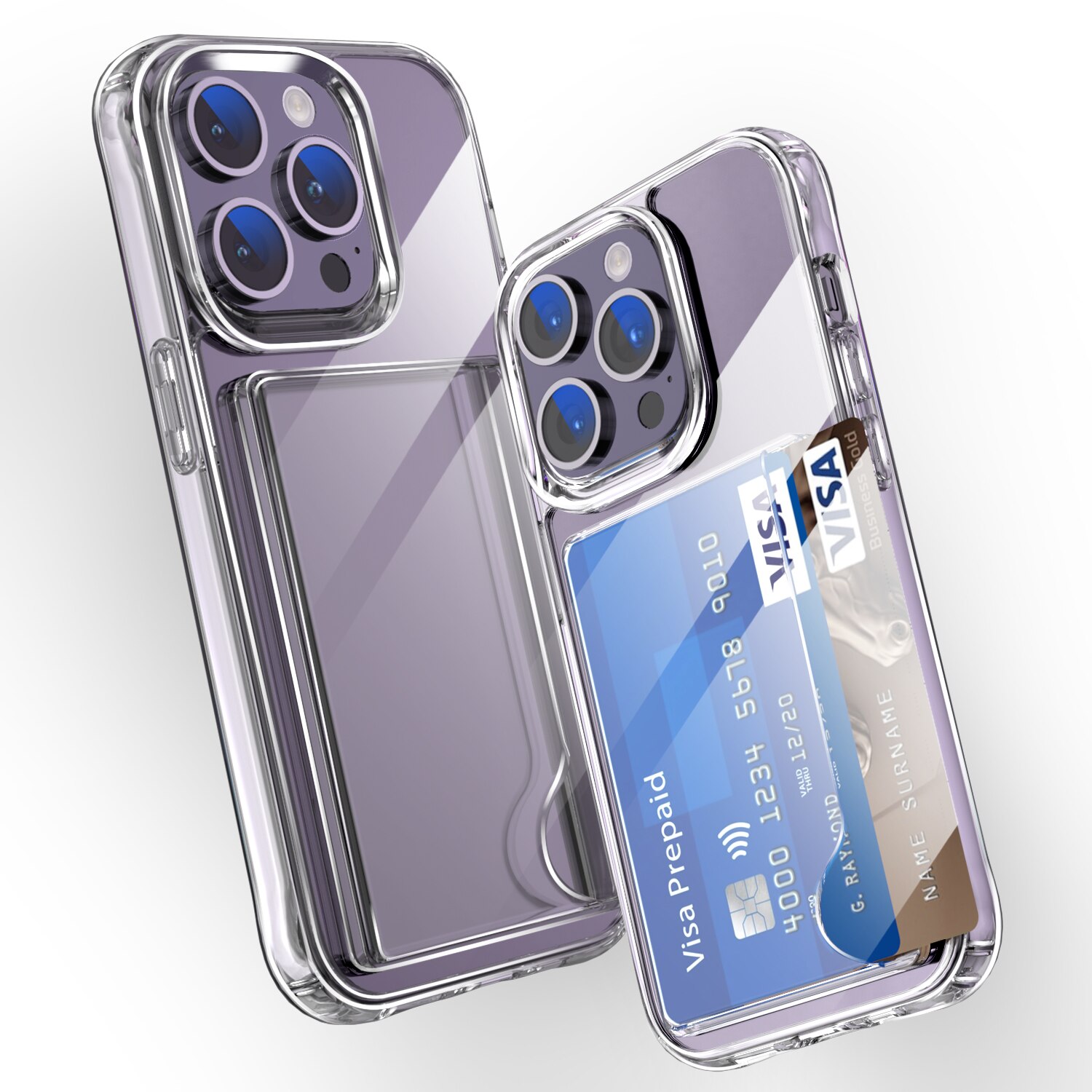 Hybriddeksel Kortholder iPhone 15 Pro Gjennomsiktig