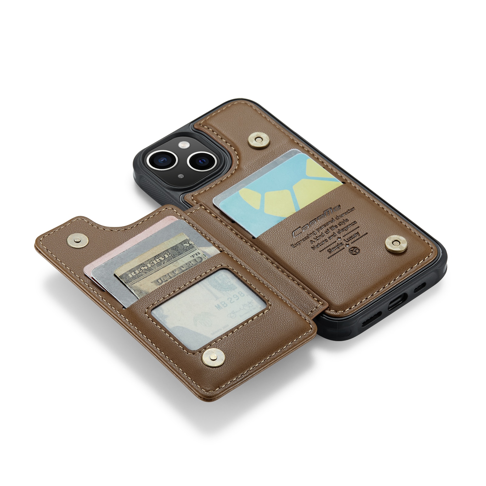 RFID blocking Lommebokdeksel iPhone 15 brun