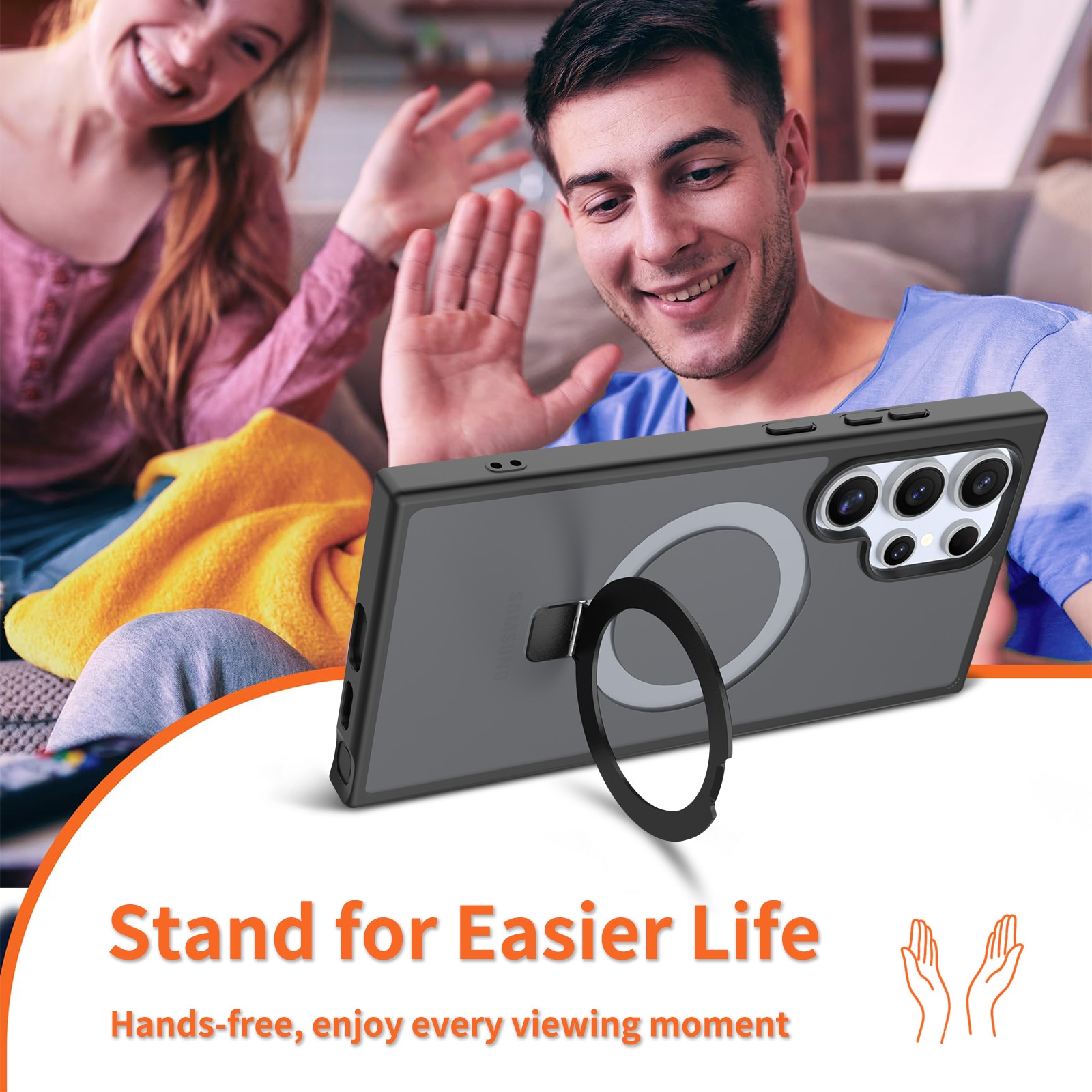 Hybriddeksel Magnetic Ring Samsung Galaxy S24 Ultra Svart