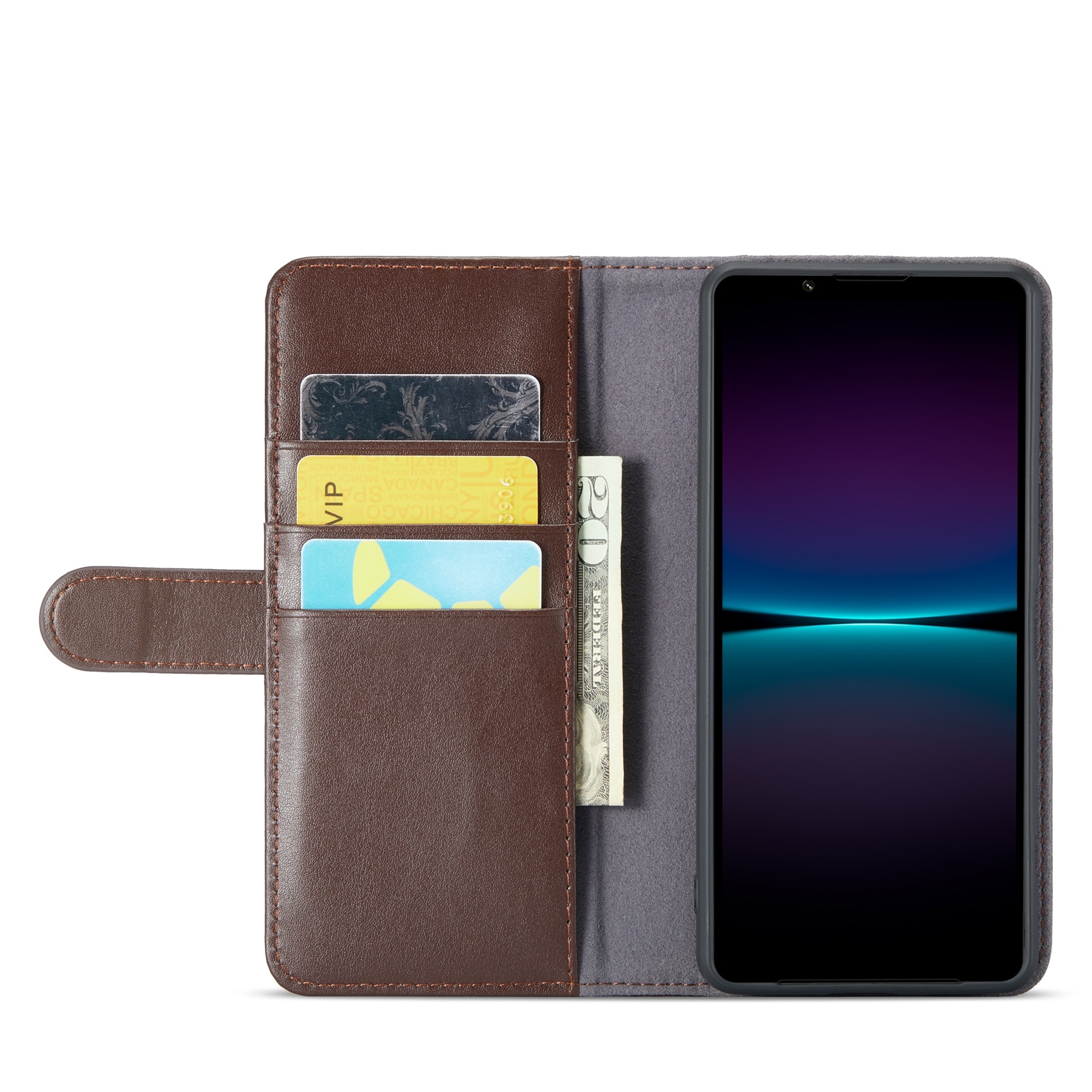 Ekte Lærveske Sony Xperia 1 VI Brun