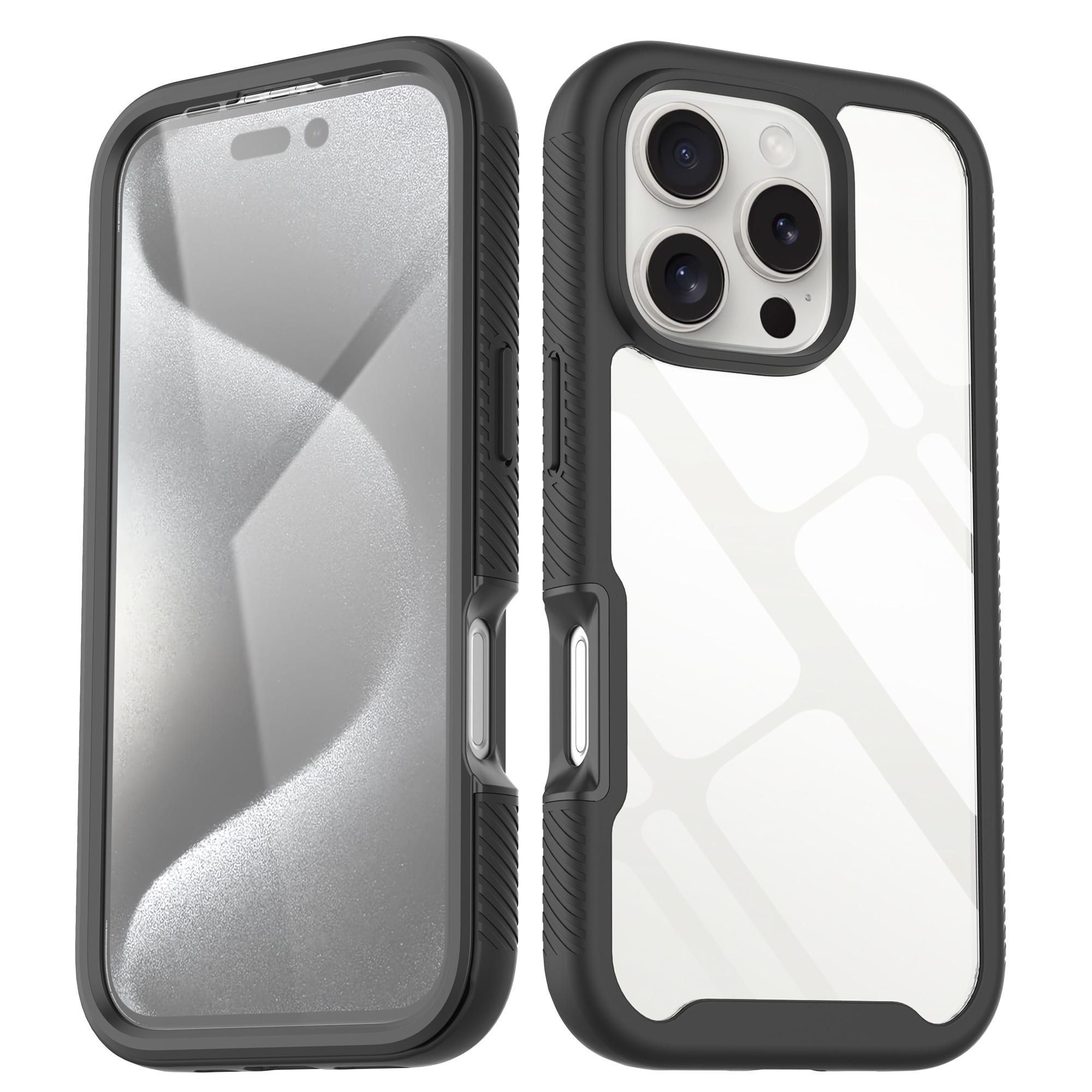 Full Protection Case iPhone 16 Pro Max Svart/gjennomsiktig