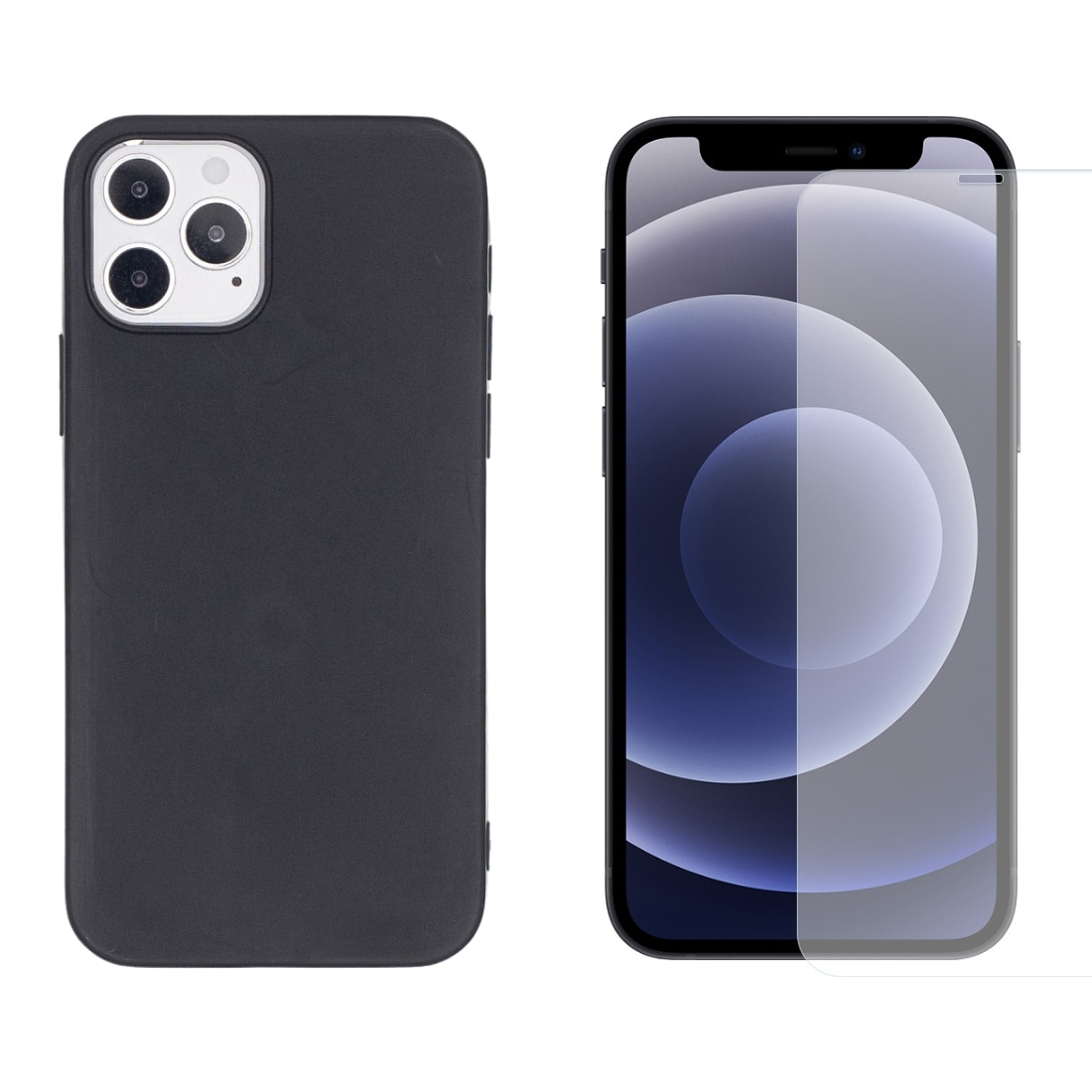 iPhone 12/12 Pro Sett med TPU-deksel og Skjermbeskyttelse