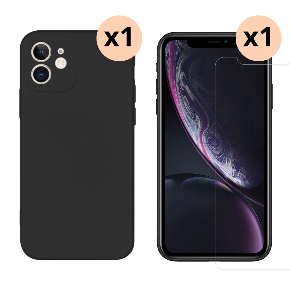 iPhone 11 Sett med TPU-deksel og Skjermbeskyttelse