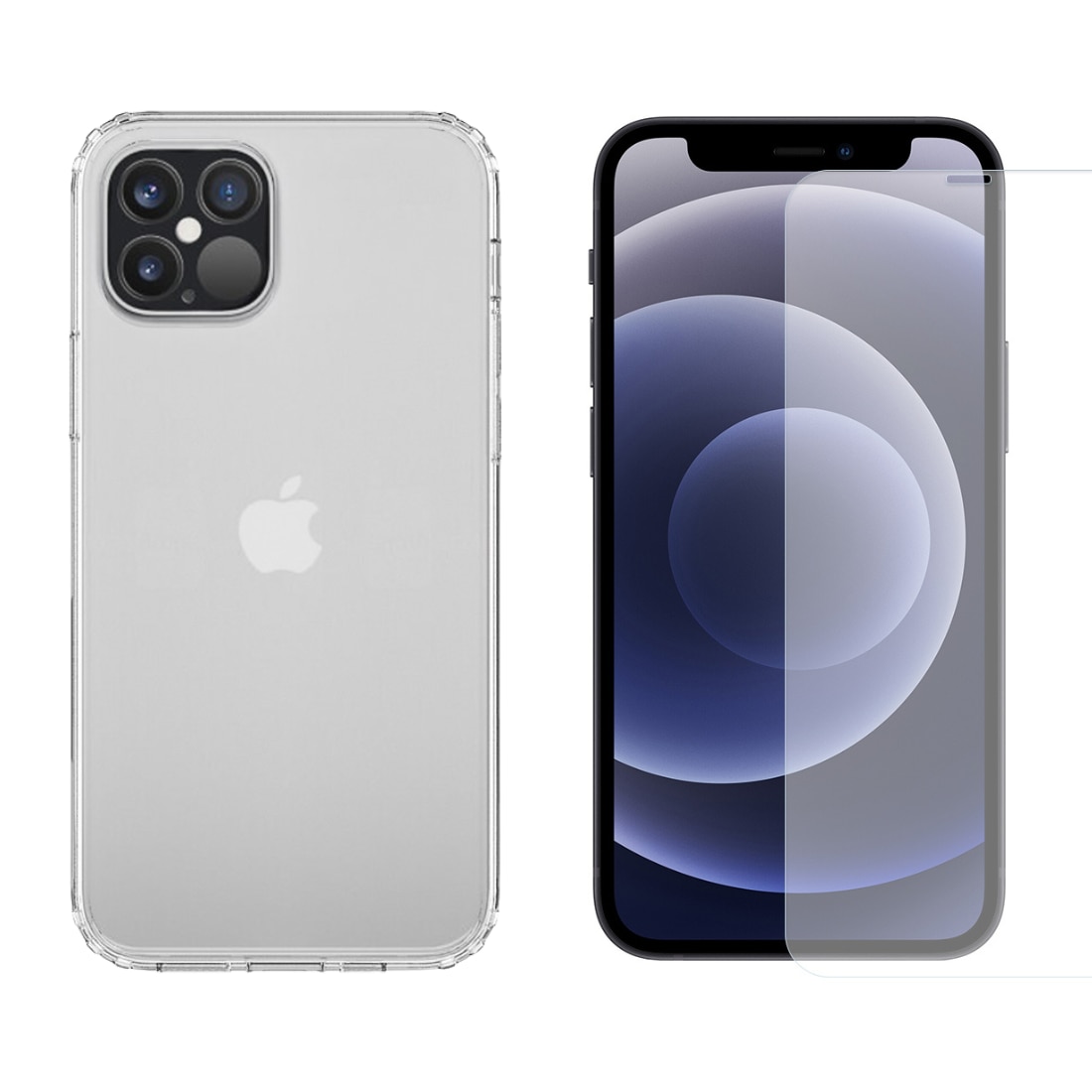 iPhone 12/12 Pro Sett med Deksel og Skjermbeskyttelse