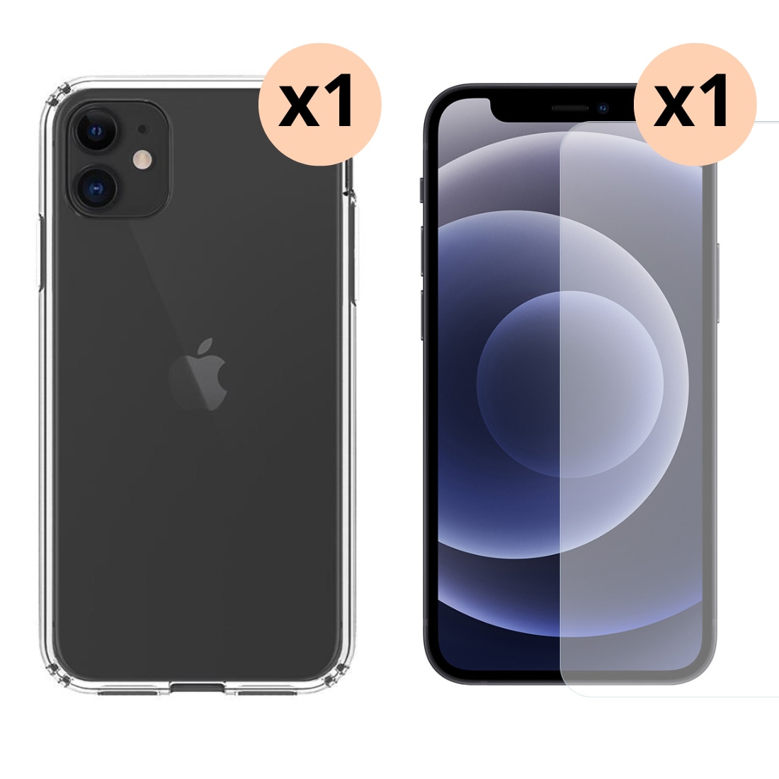 iPhone 11 Sett med Deksel og Skjermbeskyttelse