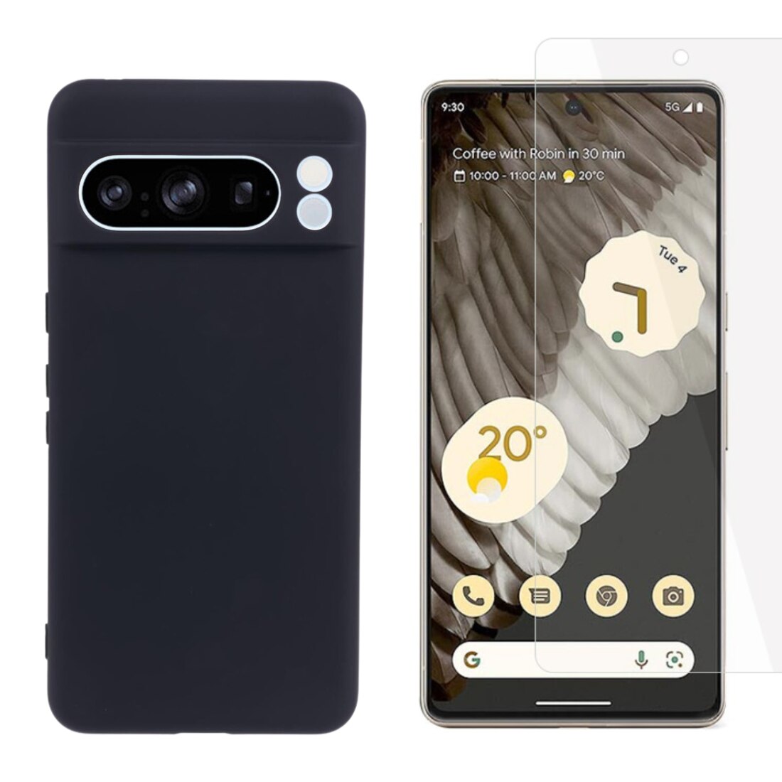 Google Pixel 8 Pro Sett med TPU-deksel og Skjermbeskyttelse