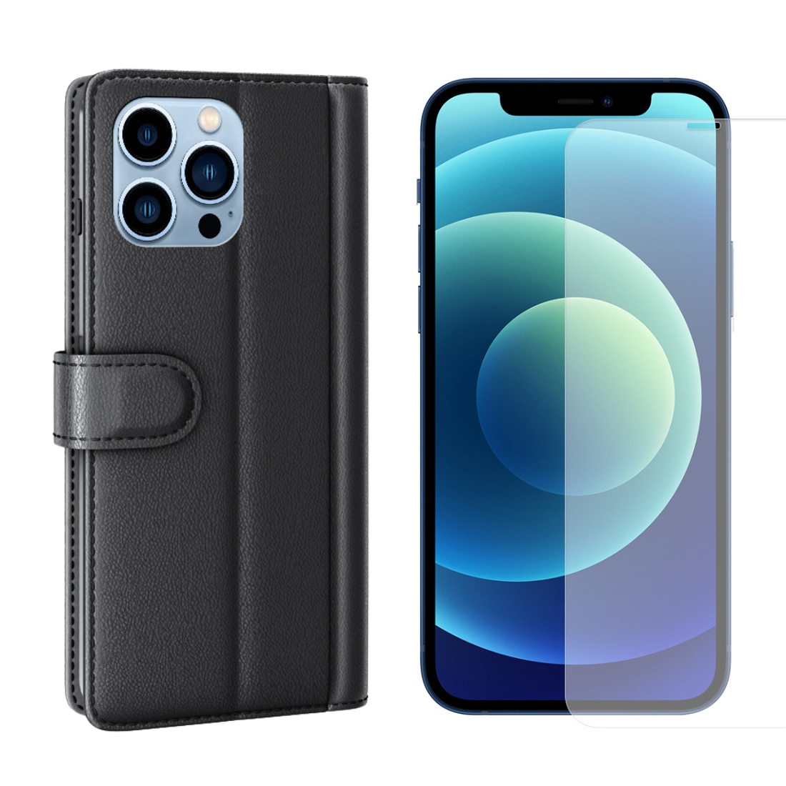 iPhone 14 Pro Sett med Mobilveske og Skjermbeskyttelse