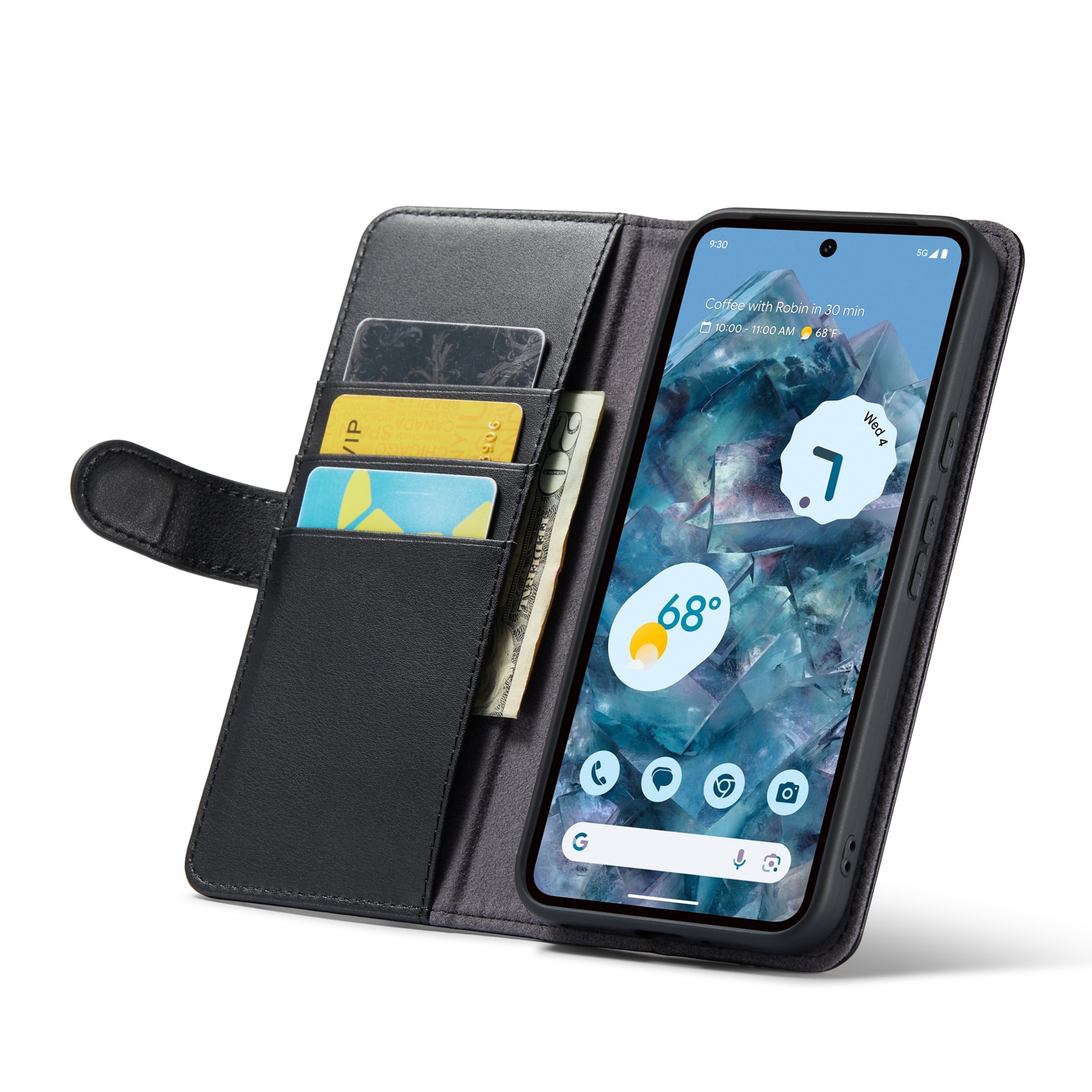 Ekte Lærveske Google Pixel 9 Pro XL Svart