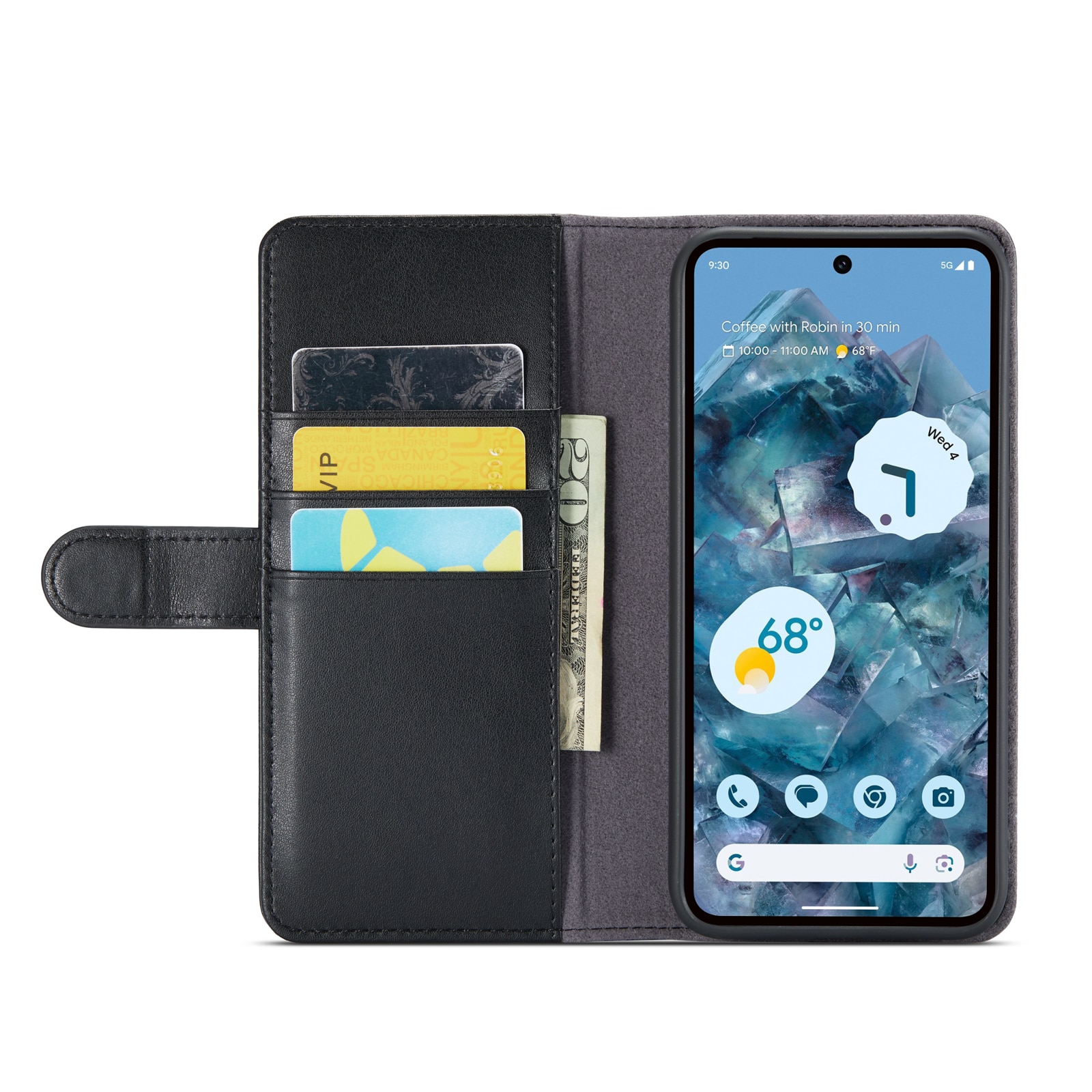Ekte Lærveske Google Pixel 9 Pro XL Svart