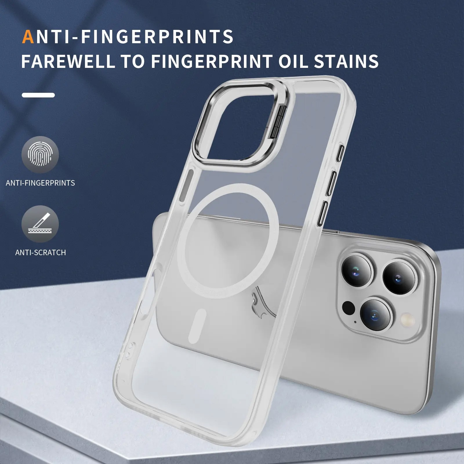 Hybriddeksel Kickstand MagSafe iPhone 16 Pro Max Gjennomsiktig