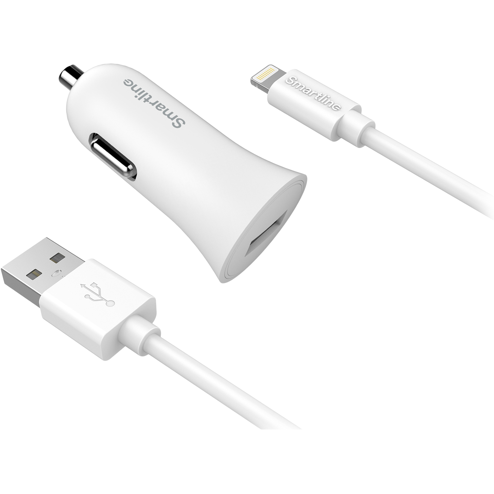 Billader USB+1M Lightning Kabel Hvit