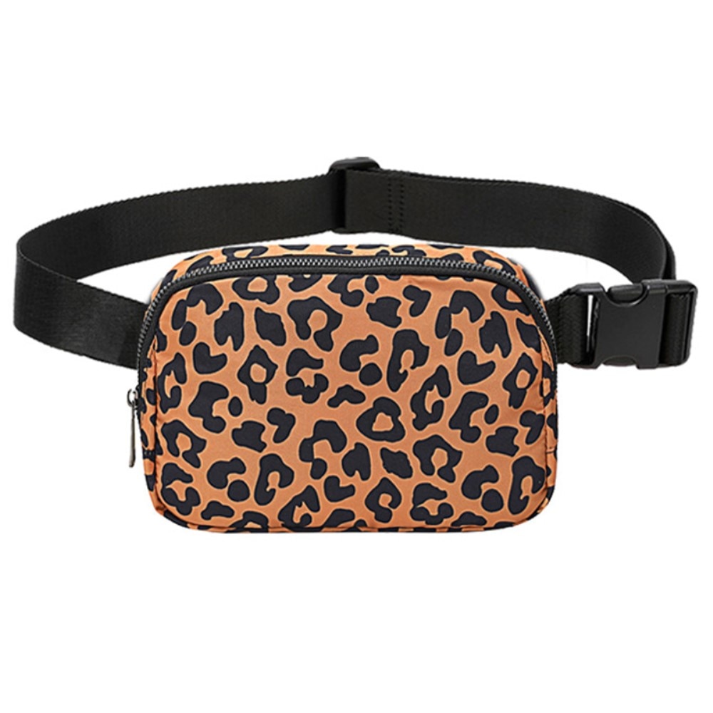 Crossbody-veske i nylon leopard