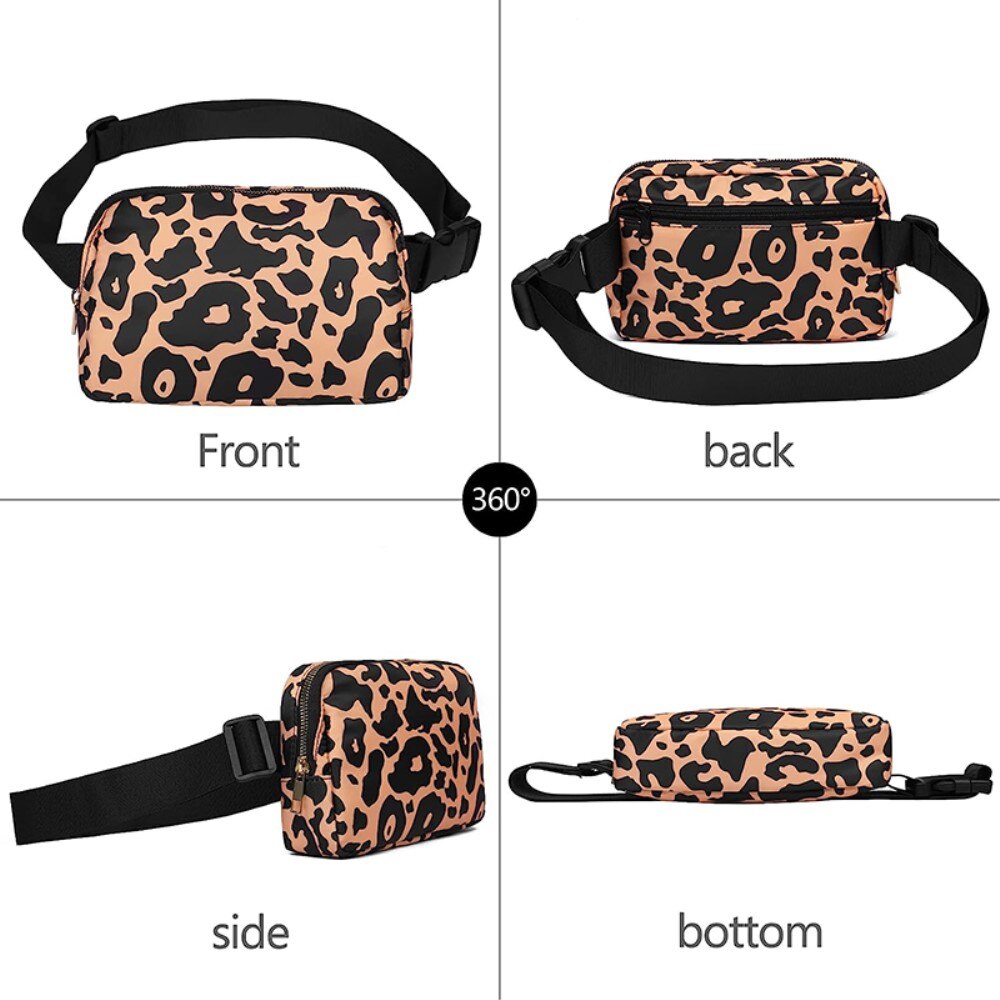 Crossbody-veske i nylon leopard