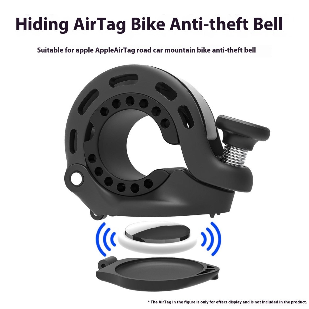 Ringeklokke med skjult Apple AirTag-holder, svart