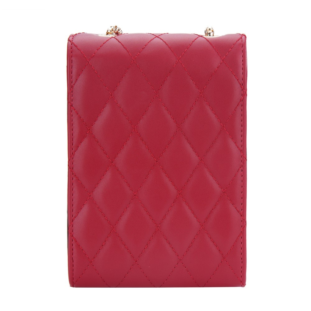 Quilted Crossbody Mini Wallet rød