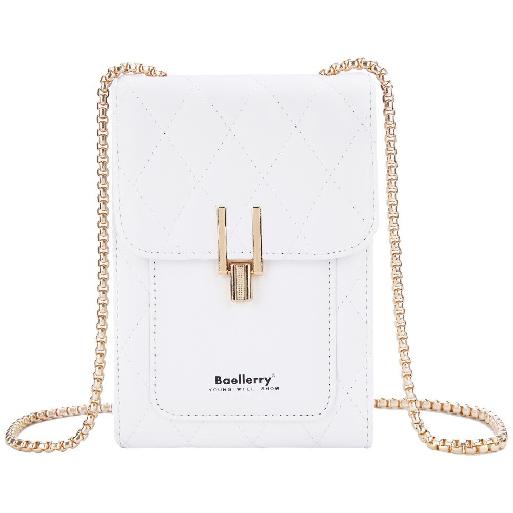 Quilted Crossbody Mini Wallet hvit