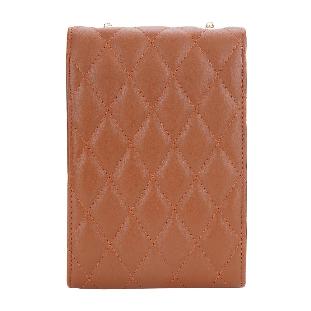 Quilted Crossbody Mini Wallet brun