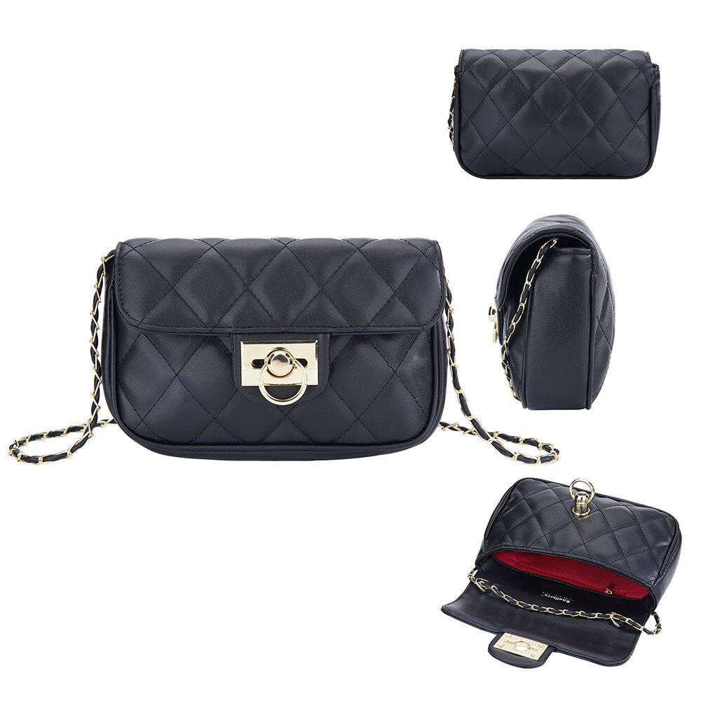 Quilted Crossbody Shoulder Bag svart