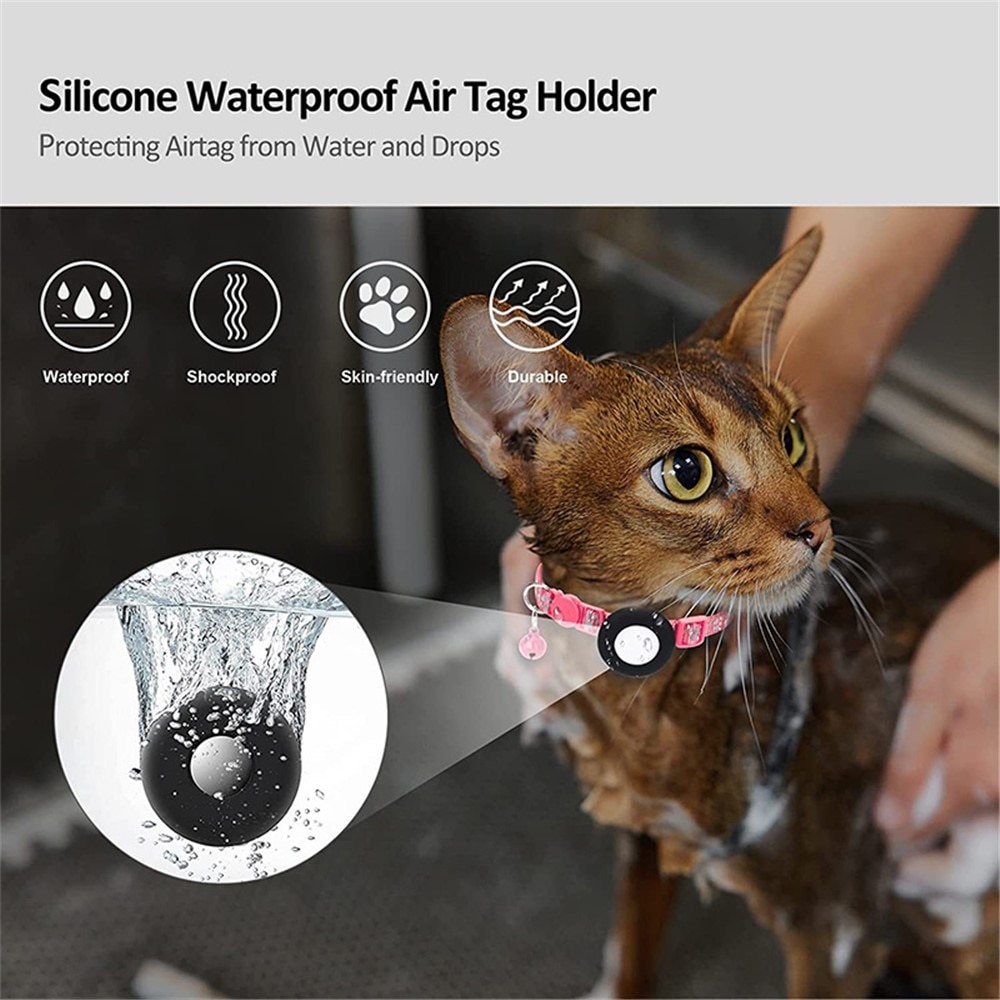 Apple AirTag Katt Halsbånd Reflekterende potetrykk  Rosa